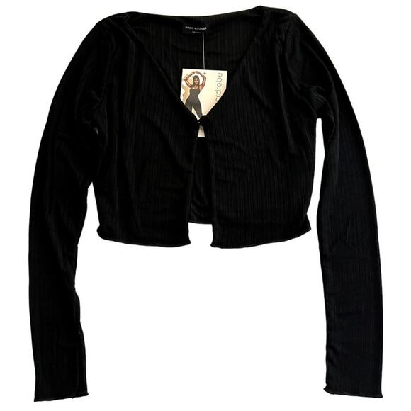 Naked Wardrobe open cropped top Women XS Black NEW coquette Open Front GIFT - Picture 2 of 8